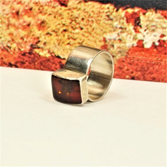 BALTIC AMBER STERLING RING 6.75, UNISEX GIFT, MOTHER'S DAY GIFT - Picture 10 of 10